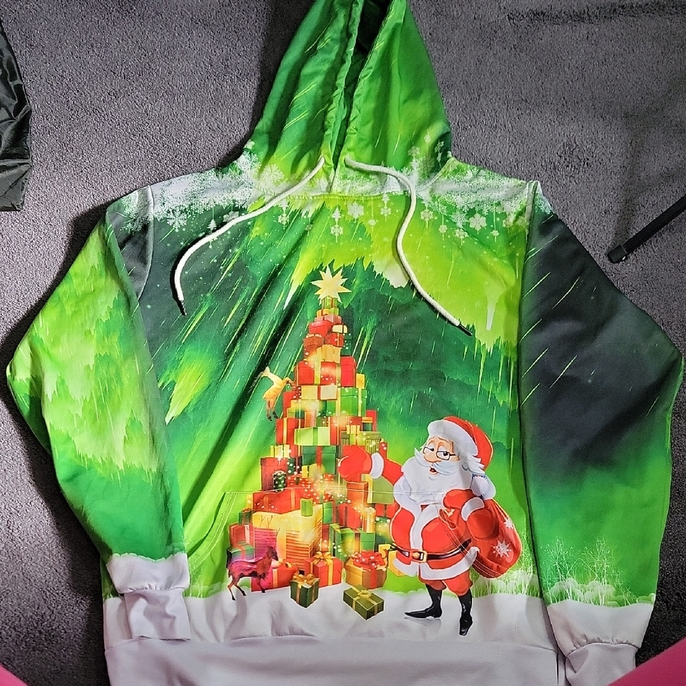 Festive Green Santa Hoodie
